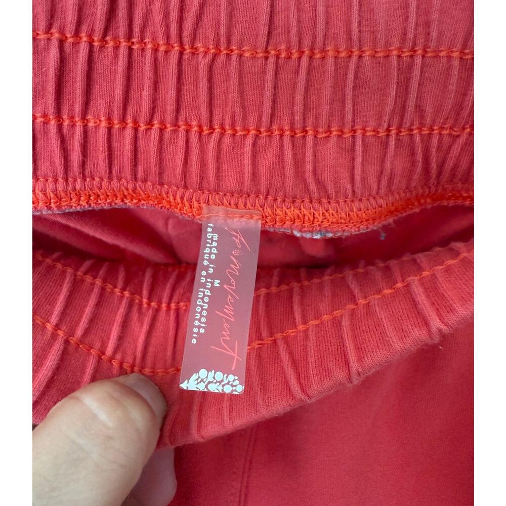 Free People Movement Red Coral High Waisted Joggers Lounge Wear W/Pockets-Medium - Picture 3 of 5